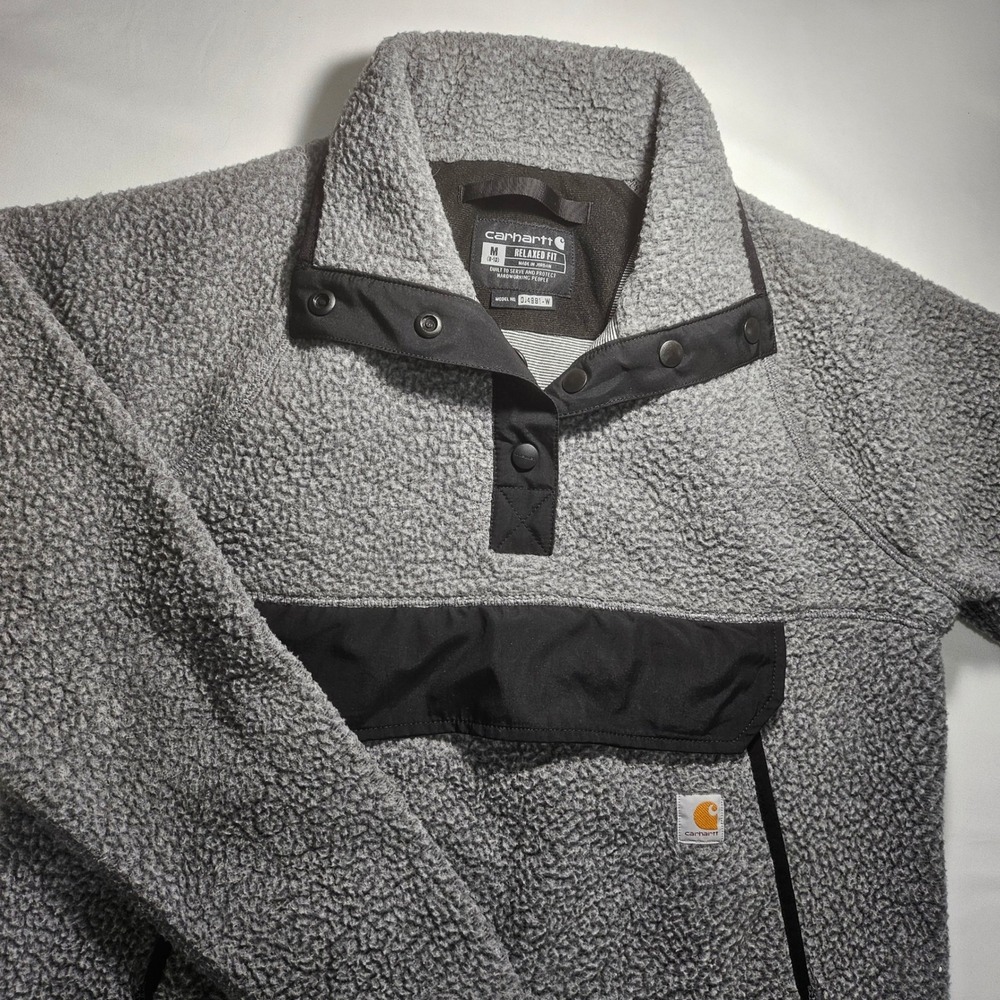 Carhartt Womens Grey Sherpa Fleece Pullover Relaxed Fit OJ4991-W Size Medium